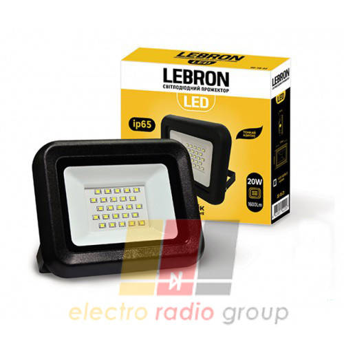 

LED прожектор Lebron LF, 20W, 6200К, 1600 Lm, кут 120