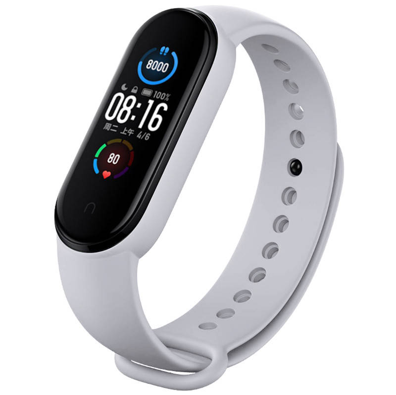 

Mi band 5 6 ремешок ми бенд 6 5 силиконовый Светло-серый