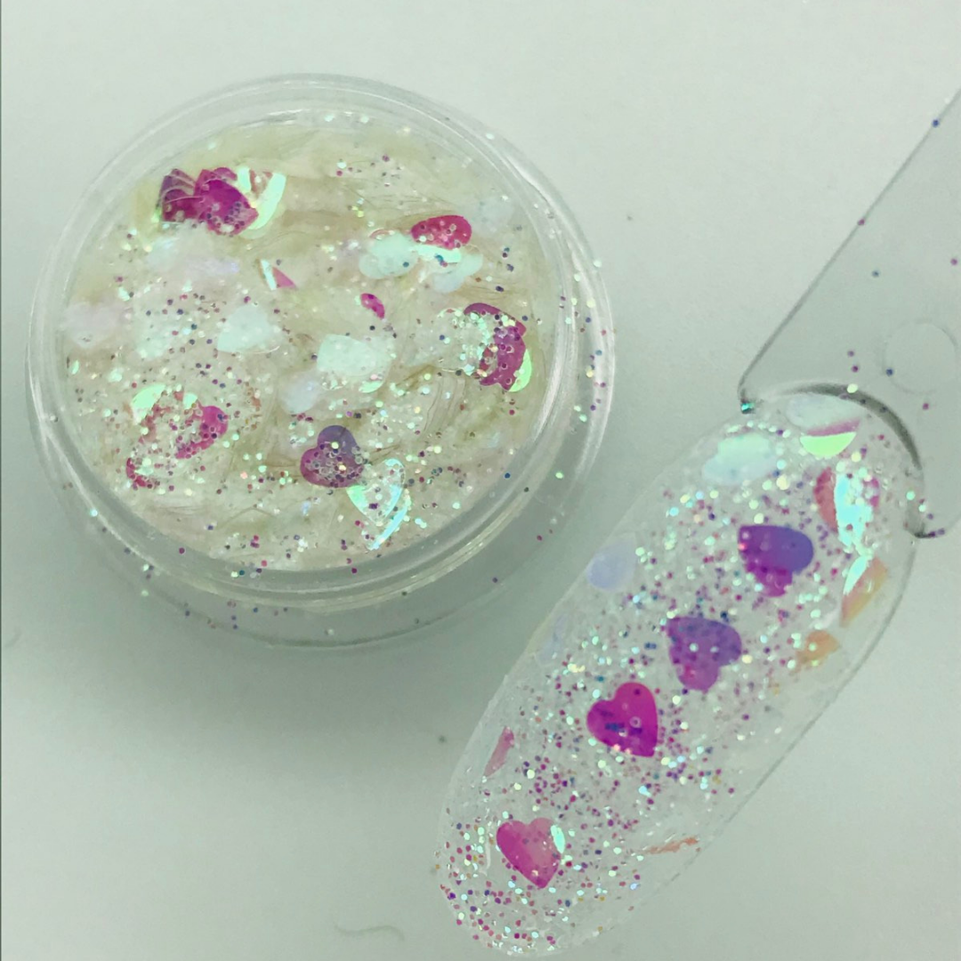 

Голографические камифубики белый микс, в баночке