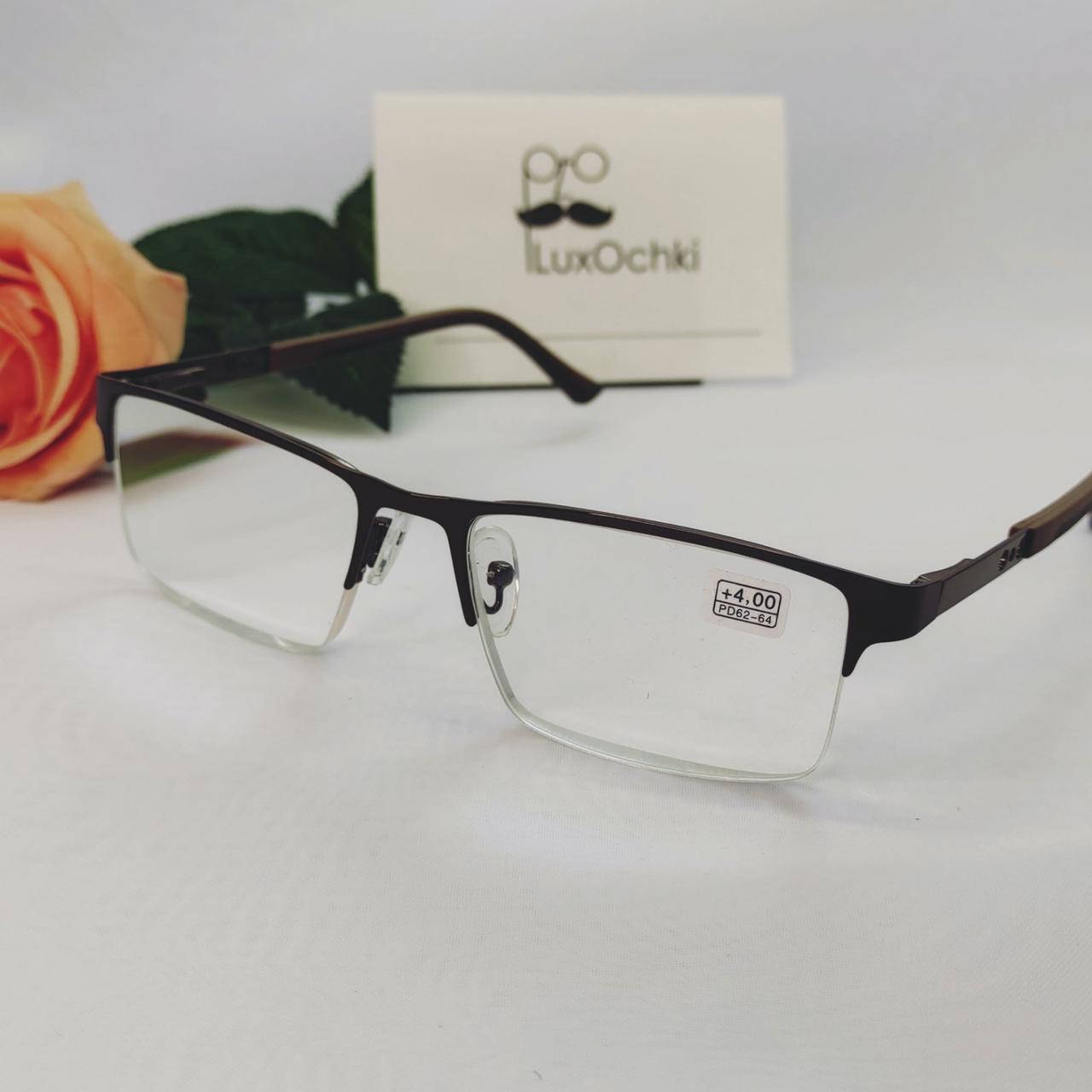 

+4.0 Готовые плюсовые очки для зрения полуободковые прямоугольные