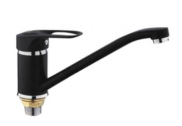 

F4928-11 (F49) Смеситель для кухни гусак 25см гайка черный Ø40 FRAP 1/10