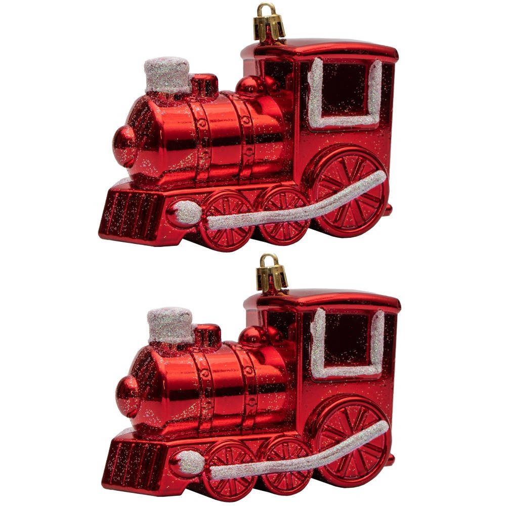 

Набор елочных игрушек - Паровозик, 2 шт, 10x8 см, красный, пластик (891503)