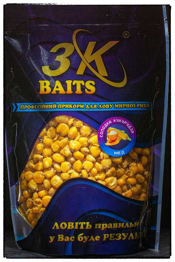 

Кукуруза для рыбалки 3K Baits "Сладкая Кукуруза" 800гр (мед)