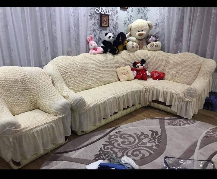 

Угловой натяжной чехол на диван + 1 кресло Накидка