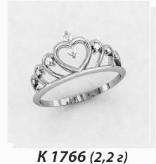 

Кольцо женское серебряное Корона Сердце