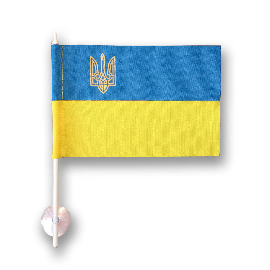 

Флажок (прапорець) в машину с присоской , габардин , 10х15 см.