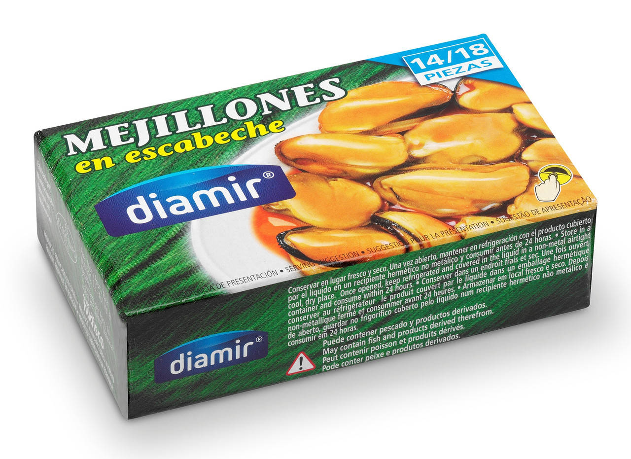 

Мидии чилийские Diamir калибра 14/18 в маринаде 111г