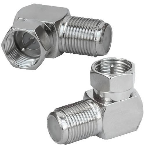 

Переходник антенный, штекер F - гнездо F, угловой, цинк