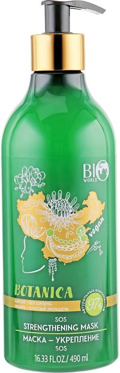 

BioWorld Botanica МАСКА-зміцнення для волосся SOS "ІМБИР, ЧЕРВОНИЙ ЖЕНЬШЕНЬ", 490 мл