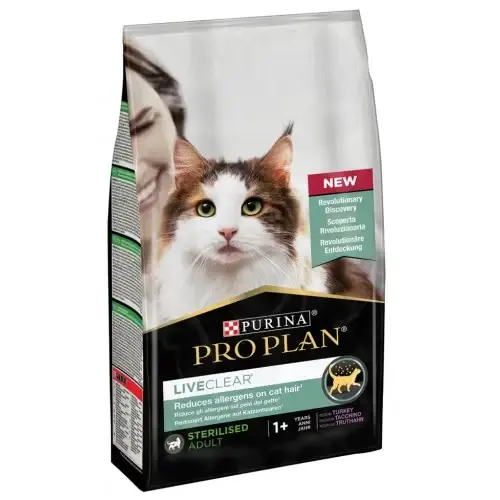 

Сухой корм Purina Pro Plan LiveClear Sterilised для взрослых кошек, с индейкой, 1.4 кг