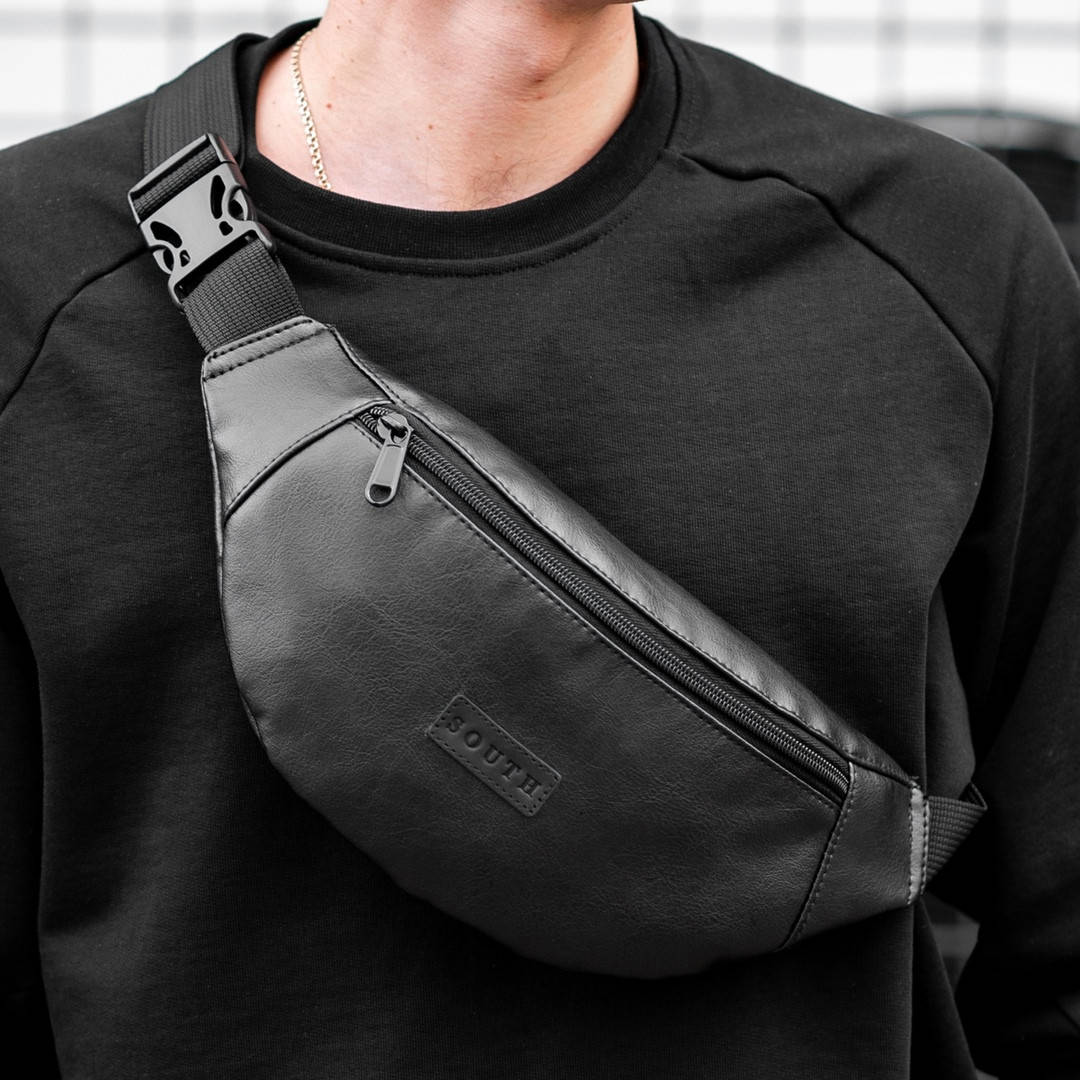 

Сумка-бананка на пояс и через плечо South pro black, черная, код SO-9791, Черный