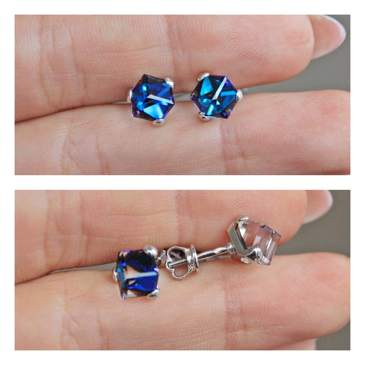 

Серебряные пусеты Илюзия Swarovski