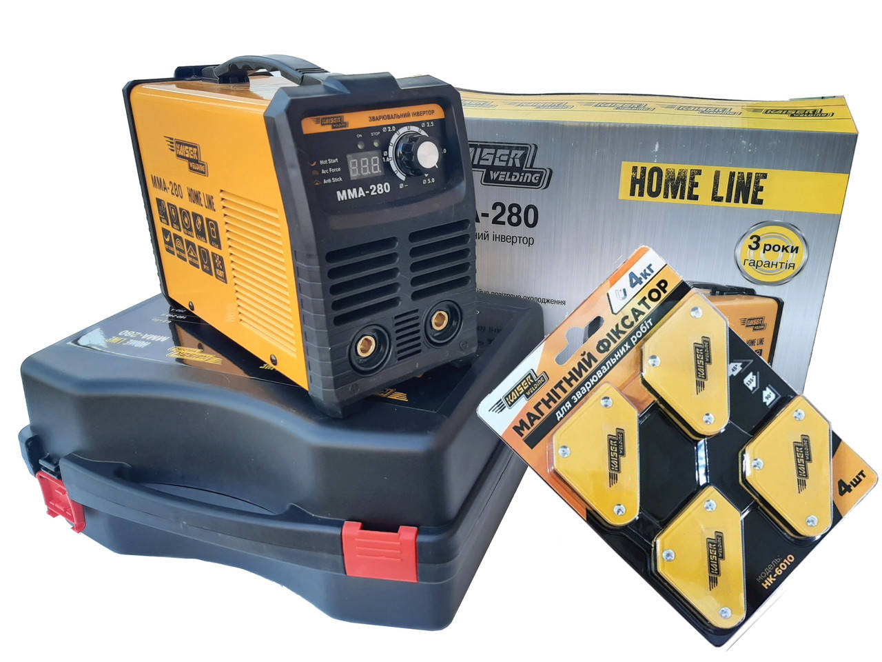 

Сварочный аппарат инвертор Kaiser MMA-280 Home Line Магнитный фиксатор 4шт. в комплекте