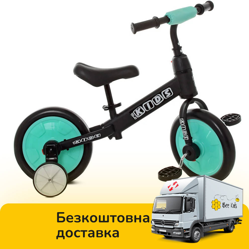 

Детский велосипед-беговел 12 дюймов Profi Kids М 5452-3 Черно-бирюзовый