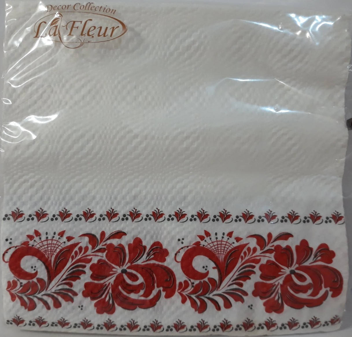 

Серветка ТМ"La Fleur"33*33, 2 шари,Український розпис, Белый