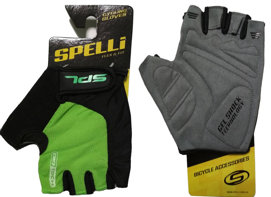 

Перчатки велосипедные Spelli SBG-1457 Green "XS" черно-зеленые