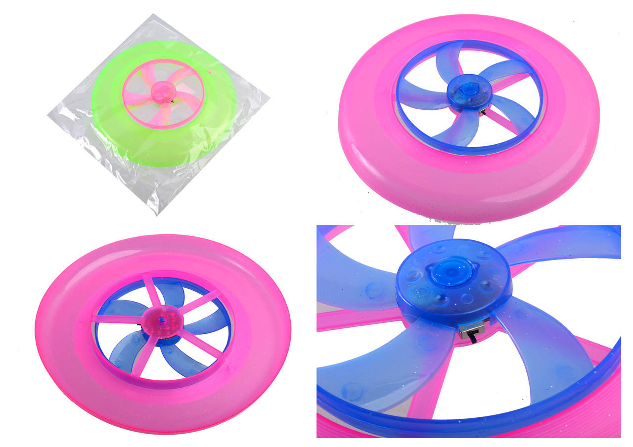 

Летающая тарелка 3 цвета, светится в п/э 23*23*3 см/288/