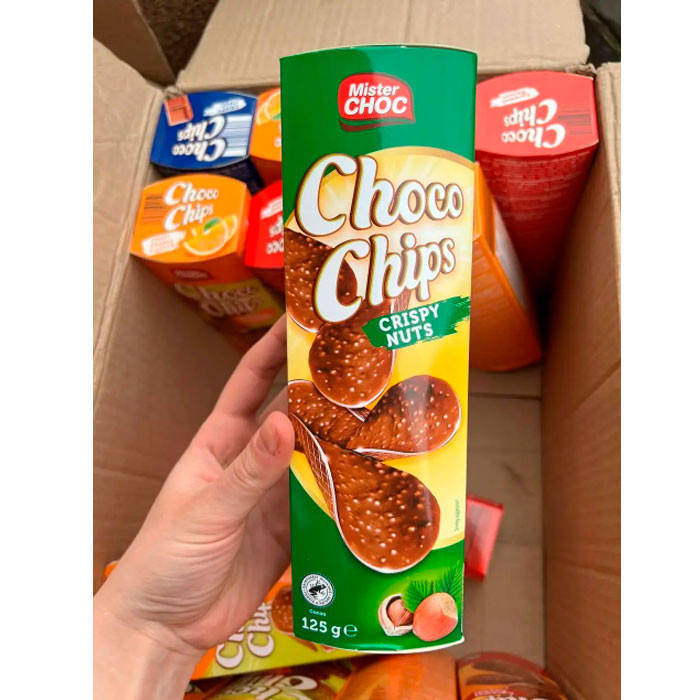 

Шоколадные Чипсы с орехом Mister Choc Choco Crisp Nuts 125г (15795)