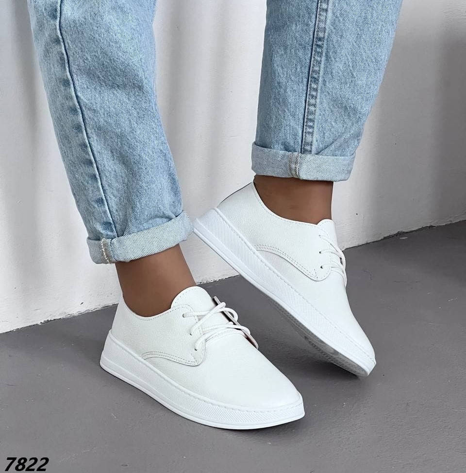 

Кеды/ мокасины/ туфли женские белые натуральная кожа весна-лето- осень, Белый