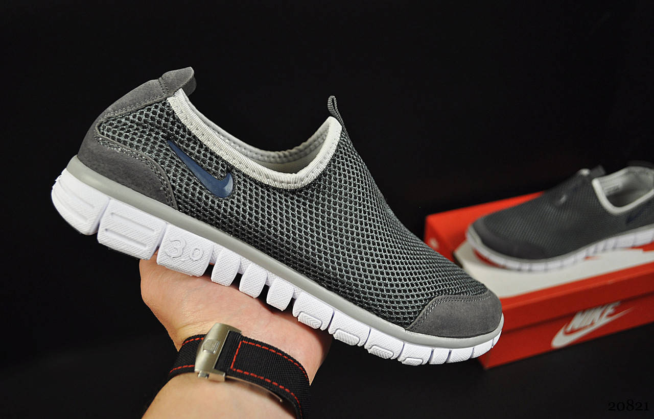 

Мужские кроссовки Nike Free 3.0 арт 20821 (мужские, сетка, без шнурков), Серый