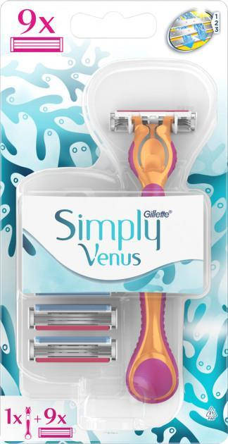

GILLETTE SIMPLY VENUS Бритва з 9 змінними касетами, Розовый