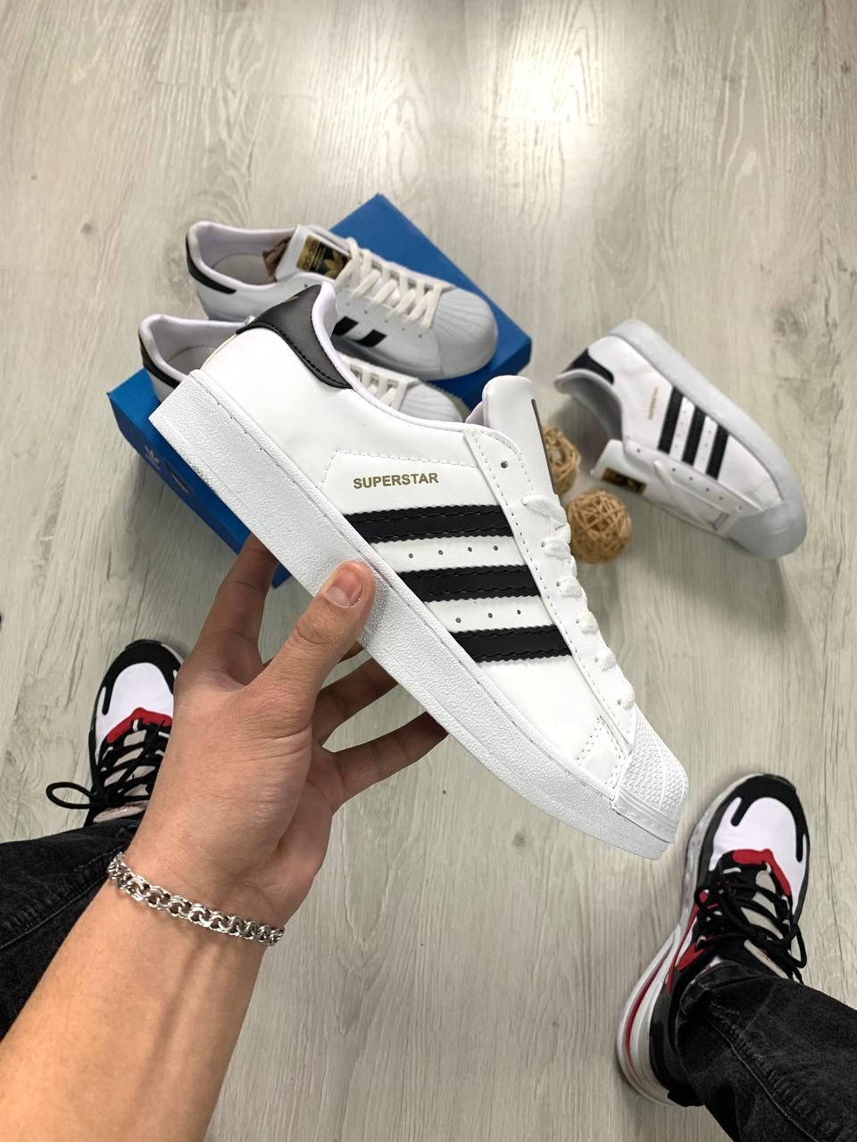 

Мужские кроссовки Adidas Superstar Адидас Суперстар белые с черным 43, Белый