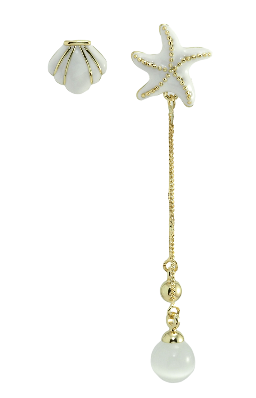 

Серьги Xuping Позолота 14K гвоздики (пусеты) "Морская звезда с ракушкой и белой эмалью"