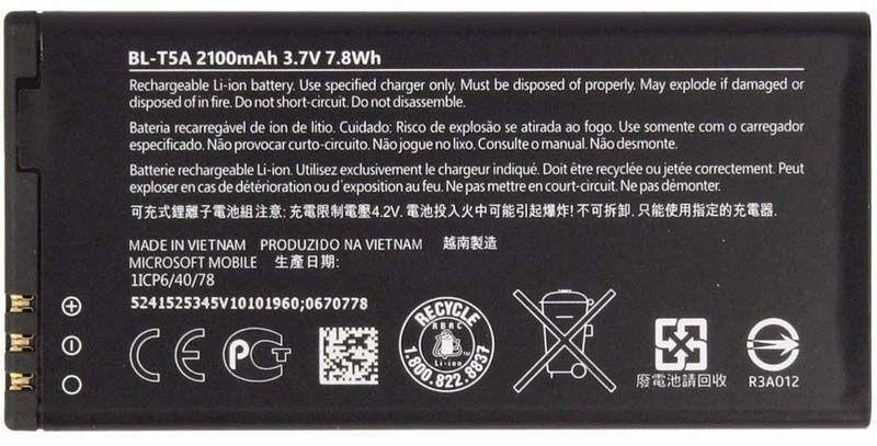

Аккумулятор Microsoft (Nokia) Lumia 550 / BL-T5A (2100 mAh) 12 мес. гарантии