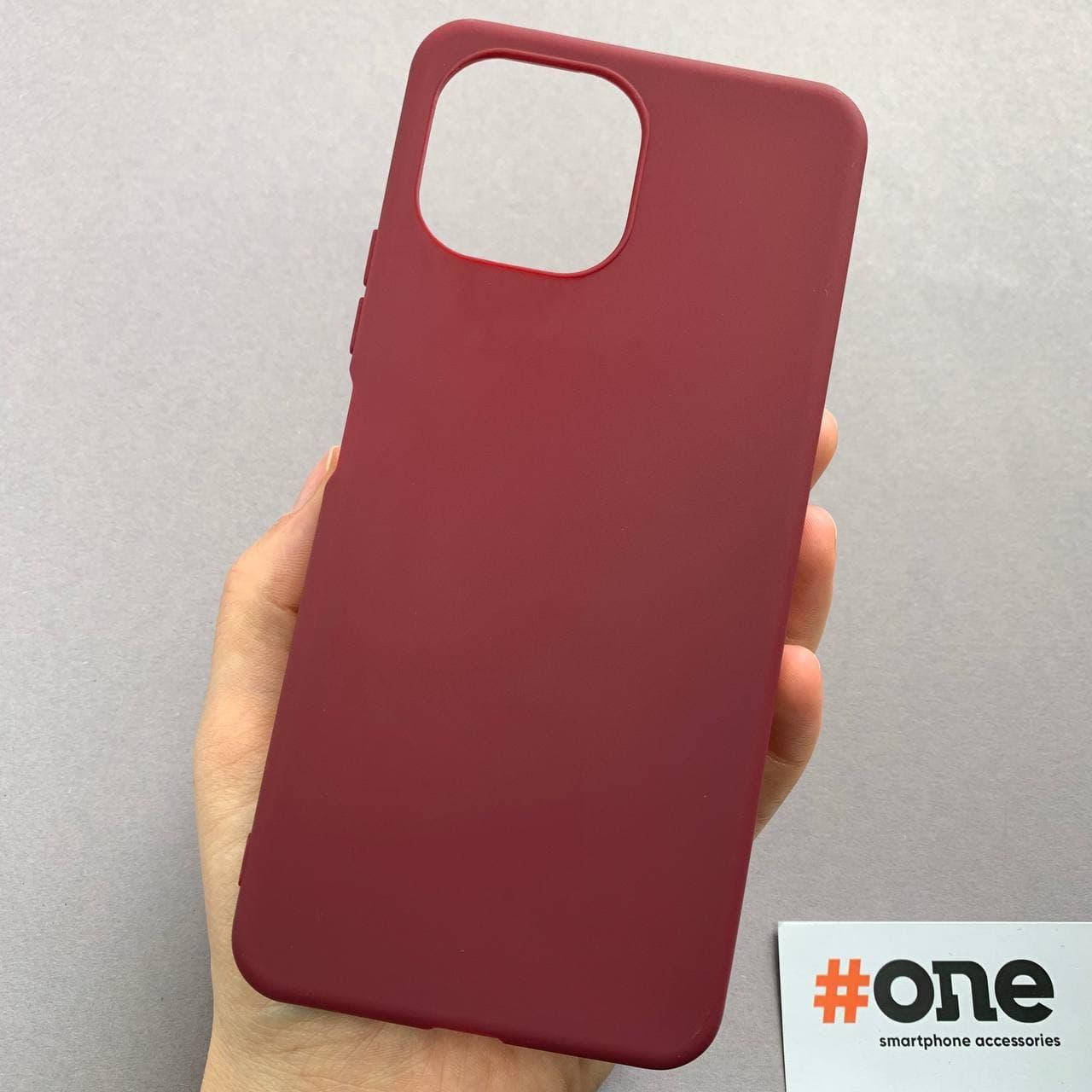 

Чехол для Xiaomi Mi 11 Lite силиконовый цветной плотный чехол на телефон сяоми ми 11 лайт бордовый Plain