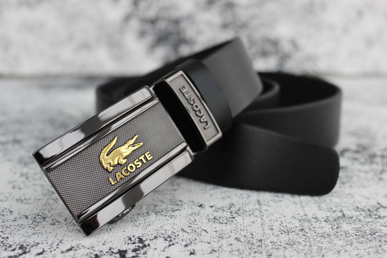 

Мужской ремень автомат брендовый Lacoste, Черный