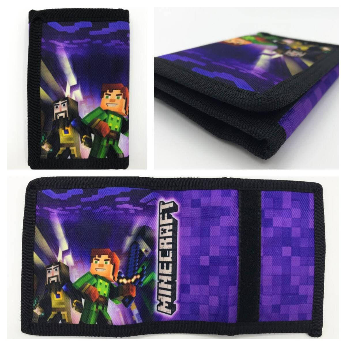 

Детский яркий кошелёк в школу и на прогулки Майнкрафт на один отдел на змейке с липучкой, Синий