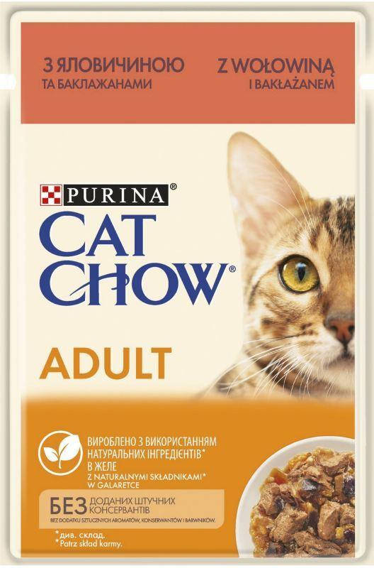 

Влажный порционный корм для котов нежные кусочки в желе с говядиной Purina Cat Chow Adult 85 гр