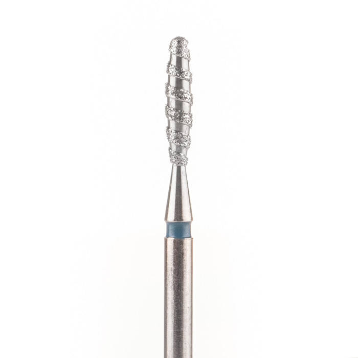

Фреза алмазная Nail Drill для кутикулы "Пуля" - 244 021LXB диаметр 2,1 мм (торнадо) синяя насечка