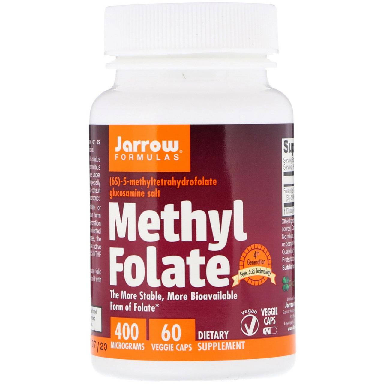 

Метилфолат, фолиевая кислота, 400 мкг, 60 вегетарианских капсул, Jarrow Formulas
