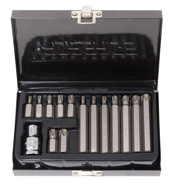 

Набор бит TORX с битодержателем,15 предметов 1/2"(L: 30/75мм; Т20,Т25,Т30,Т40,Т45,Т50,Т55), в металлическом