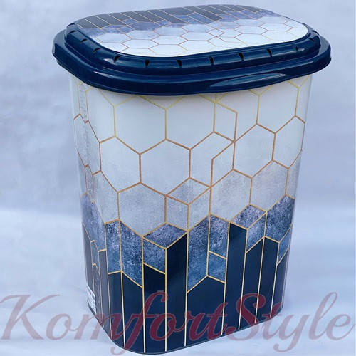 

Корзина для белья с крышкой соты (синяя) 49л