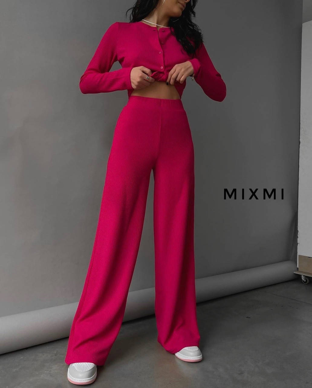 

Костюм женский двойка штаны+кофта рубчик турция 42-46 универс "MIXMI" от прямого поставщика, Малиновый
