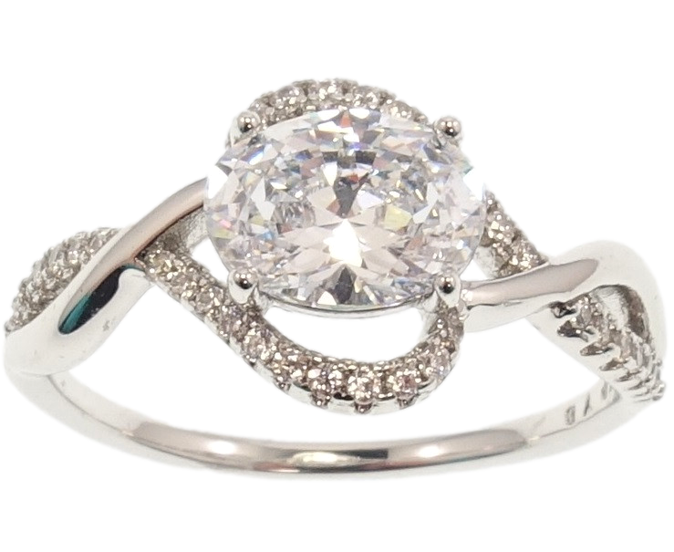 

Кольцо Xuping Родий "Сплетение линий с вставкой фианит" р.17.5,18