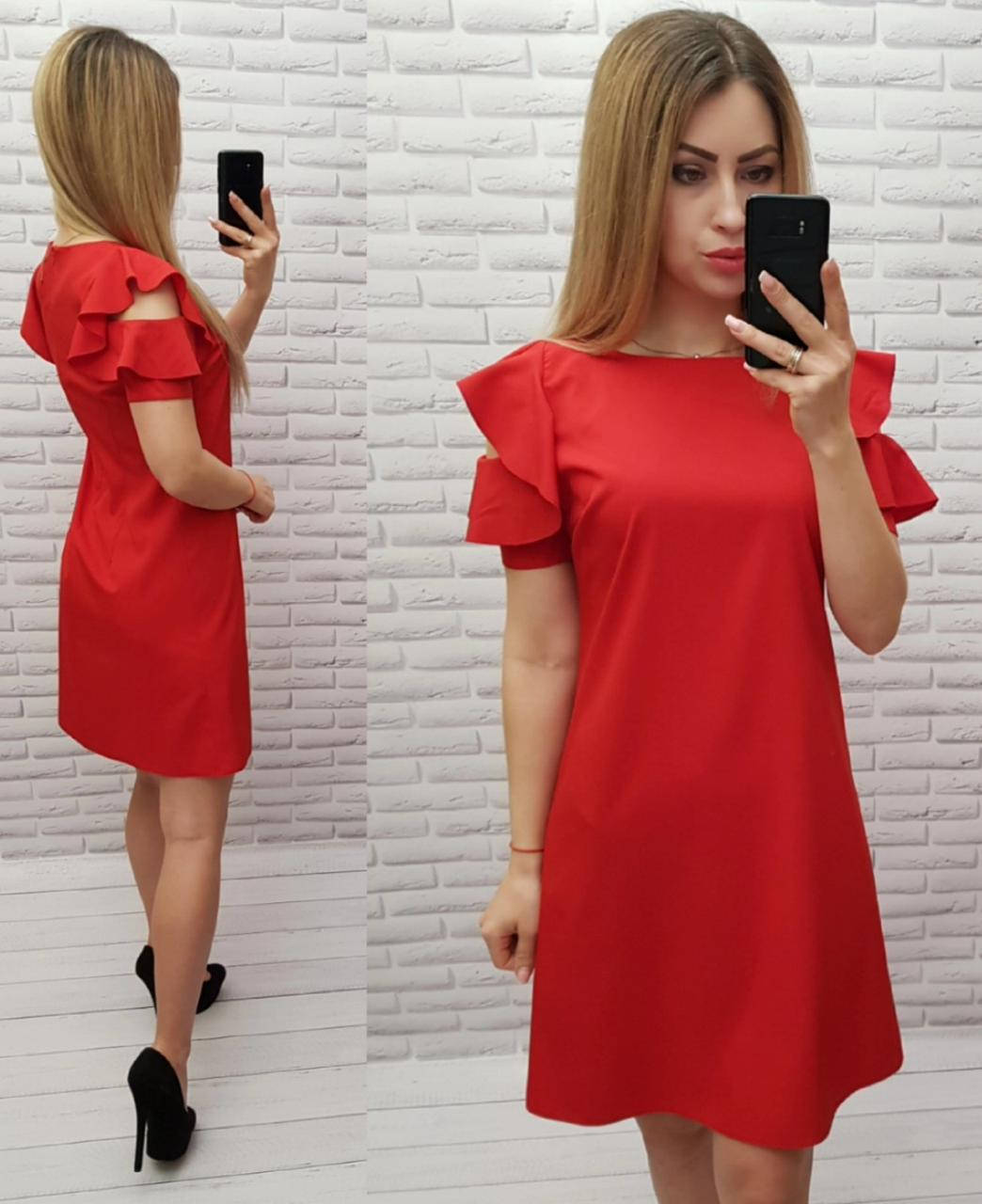 

Платье с рюшами на плече арт. 783 красное / красного цвета / красный 50
