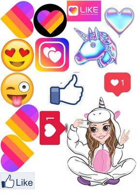 

Вафельна картинка для кондитерских виробів Likee, Instagram (лист А4) 68