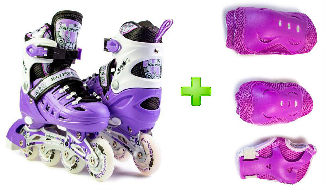 

Детские Ролики + Защита Scale Sports Violet размер 29-33 и 34-37, Фиолетовый