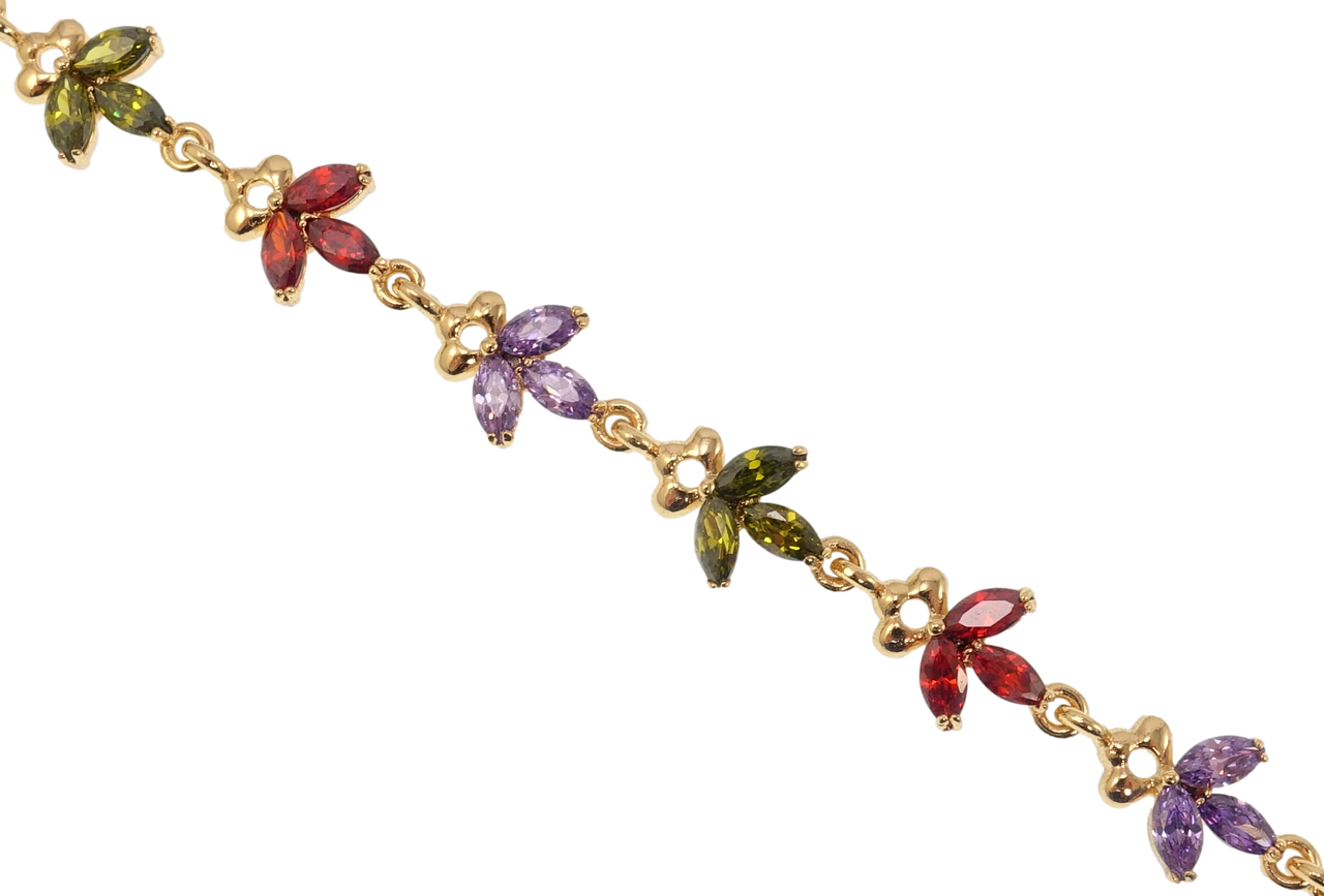 

Браслет Xuping Позолота 18K "Цветочки цветные фианиты" длина с доп.замком 17.5,20см х 8мм