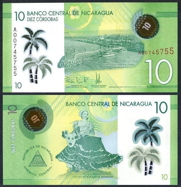 

Никарагуа 10 кордобас 2015 год пластик состояние UNC №219