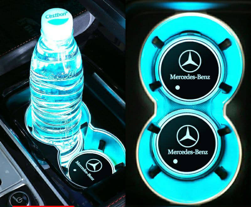 

Подсветка подстаканника RGB в авто с логотипом автомобиля MERCEDES (к-кт 2шт.)