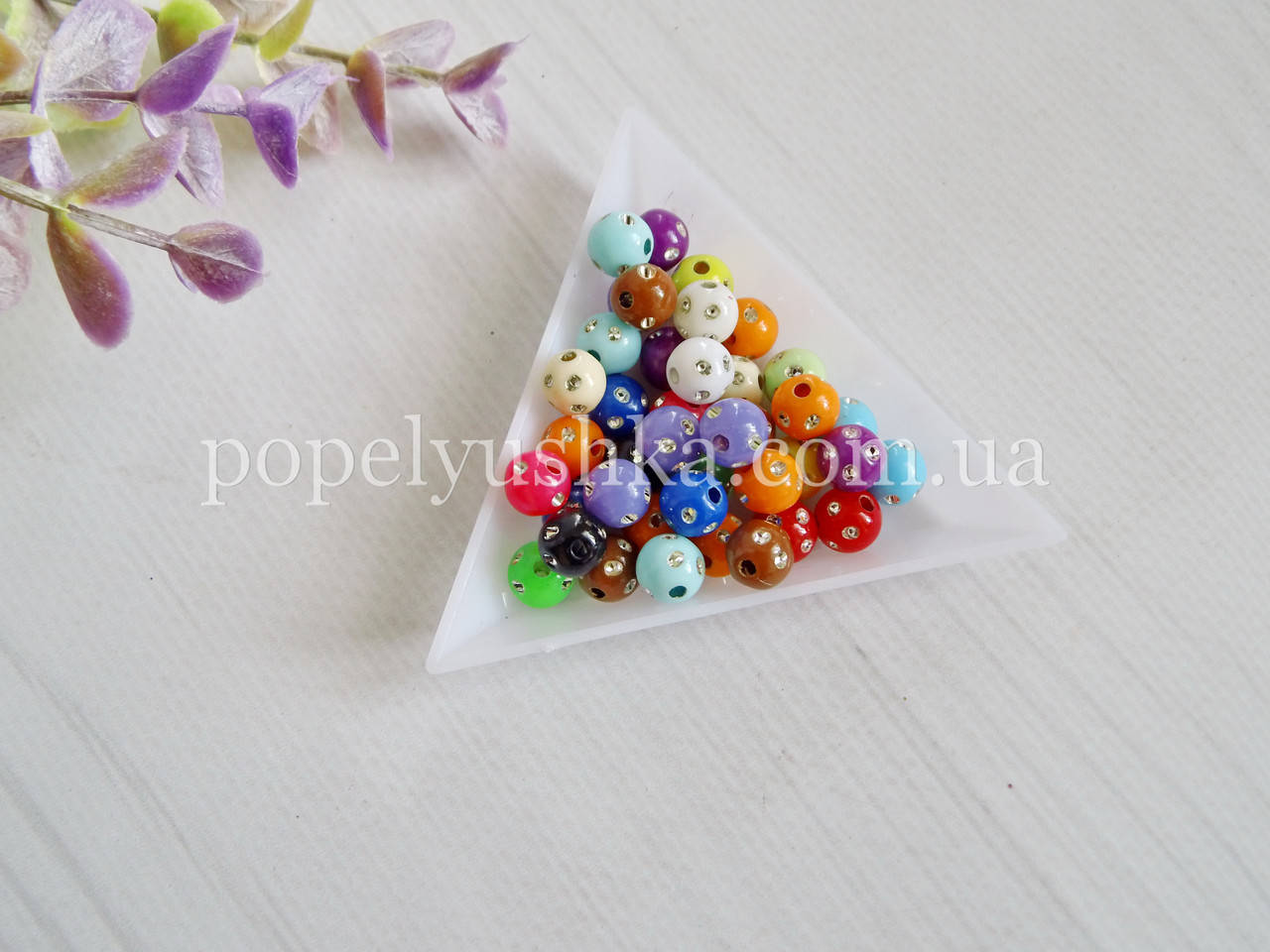 

Бусины акрил со стразами 8 мм МИКС уп / 10 шт.