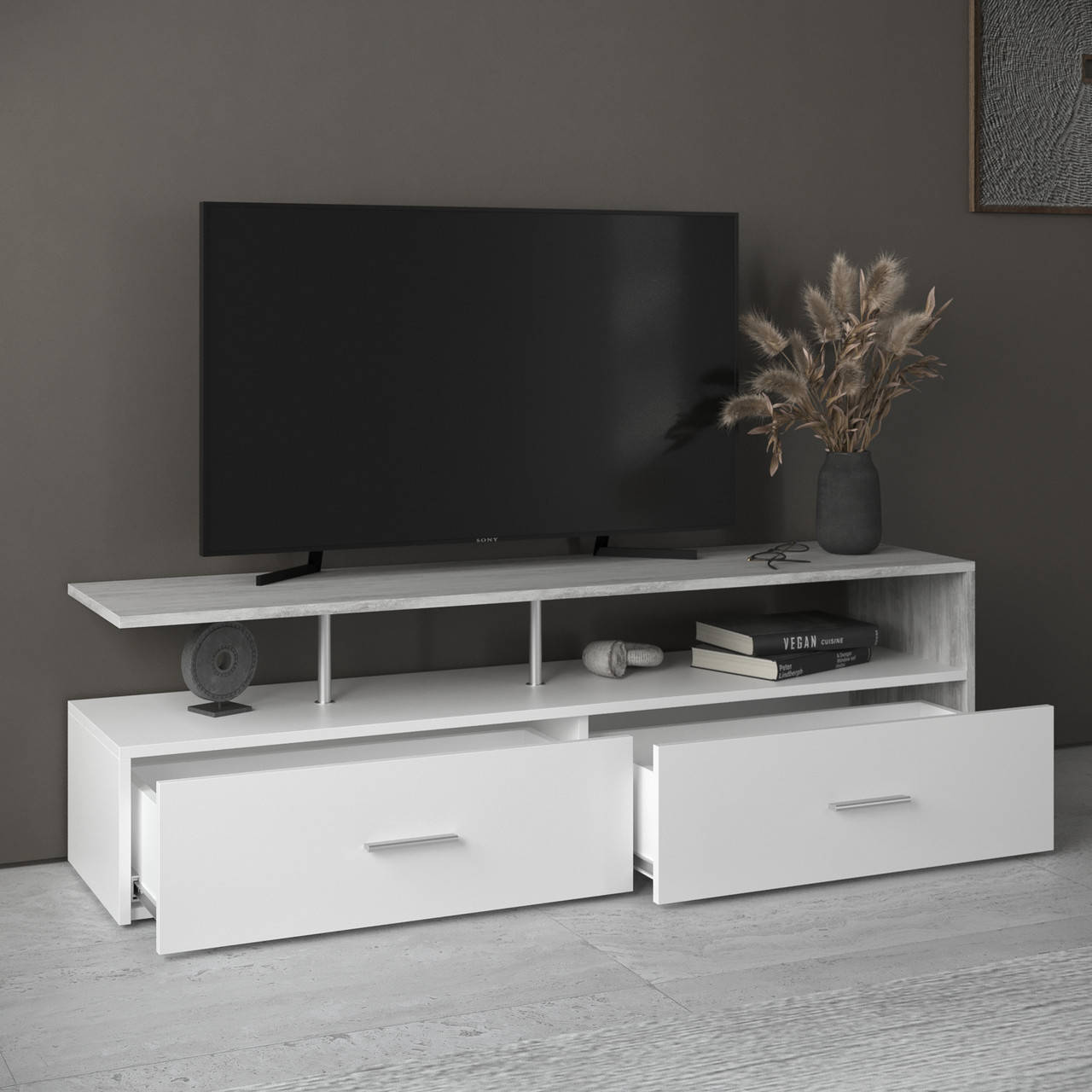 

Тумба под ТВ, Телевизор, в гостинною, спальню, тумба під тв, телевізор МДФ , ДСП., Бетон-белый