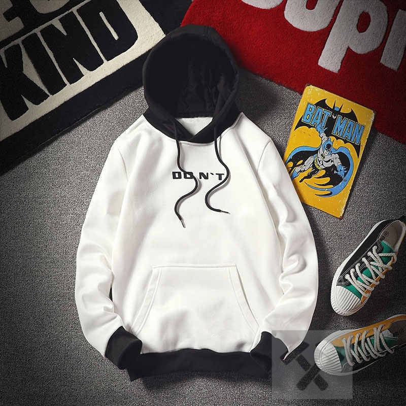 

Кофта мужская с капюшоном трикотажная черно-белая, Черный