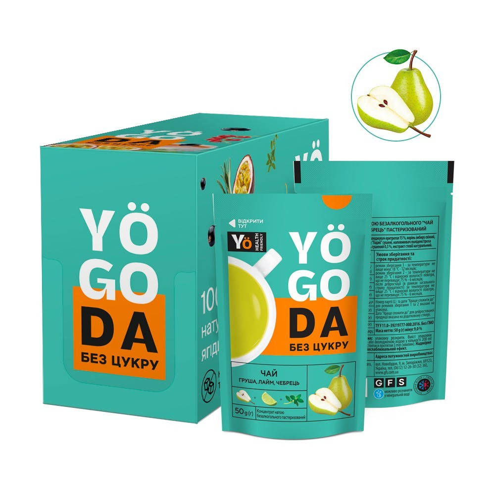 

Натуральный чай YOGODA "без сахара" (груша+лайм+тимьян) 50г.
