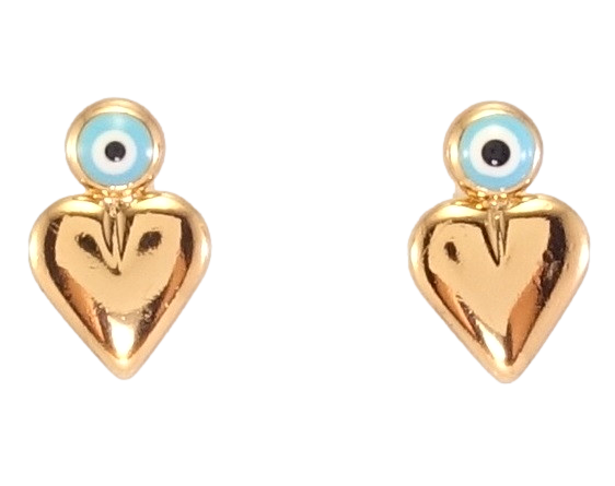 

Серьги Xuping Позолота 18K гвоздики (пусеты) "Сердечки с оберегом Глаз Фатимы"