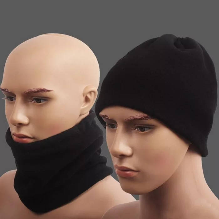 

Горловик шапка шарф флисовый баф флис на лицо/шею горло на завязке хомут, Черный